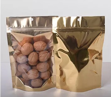 Gold Aluminum Stand up Bag with Clear Front and Ziplock (Packed 50) - Image 3