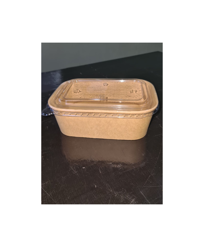 Kraft Rectangle Bowl with Lid (Packed 25)
